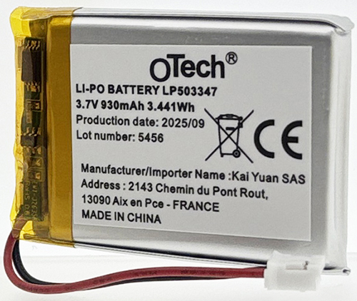 Batterie 1ICP5/33/50 LP503347 (mm: 5.27x33x51) 3.7V Li-Po 930mAh