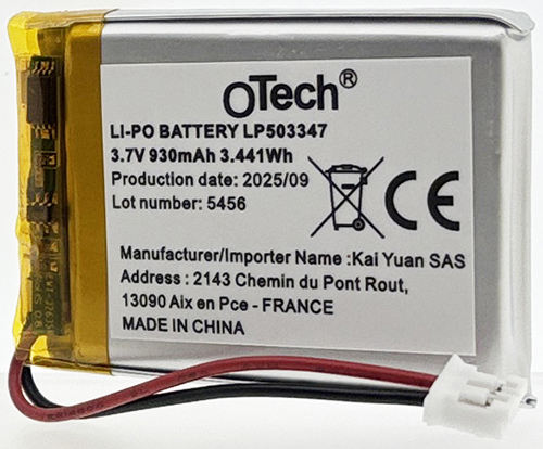 Batterie 1ICP6/34/52 LP503347 (mm: 5.27x33.54x51.14) 3.7V Li-Po 850mAh