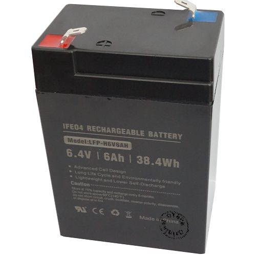 Batt type LFP606 (70x45x105mm) avec BMS 6.4V LifePO4 6Ah