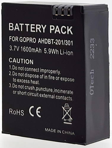 Batt type GOP AHDBT-201/BT-301 3.7V Li-Ion 1600mAh